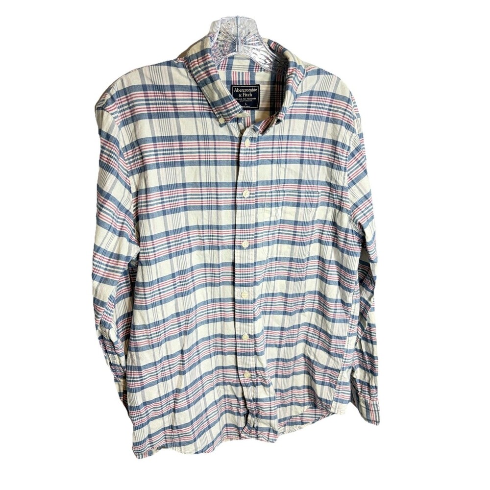 Abercrombie & Fitch Vtg Button Up Long Sleeve Y2K 2000s Mens Shirt Size Large